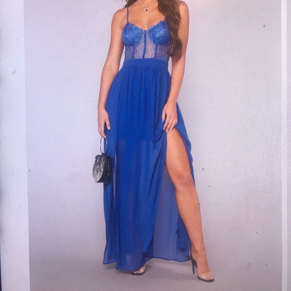 Blue cocktail long dress